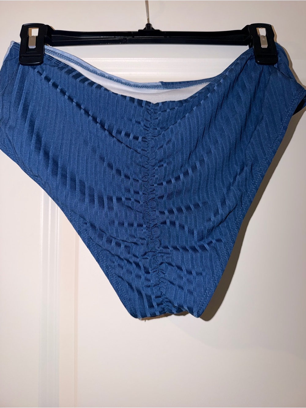 SHEIN Two-Tone Navy and Light Blue Ribbed Tie-Front Bikini - Picture 4 of 8